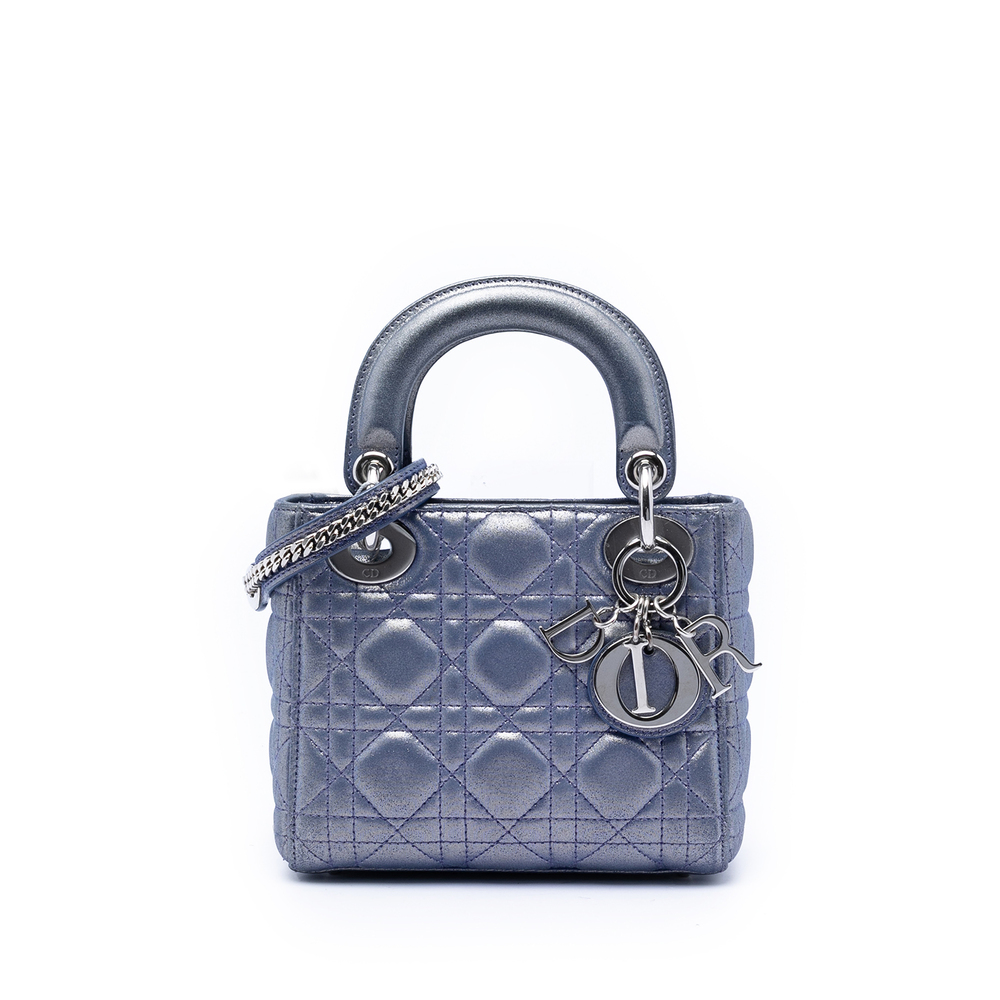 Pre-Loved Dior Mini Iridescent Lambskin Cannage Lady Dior